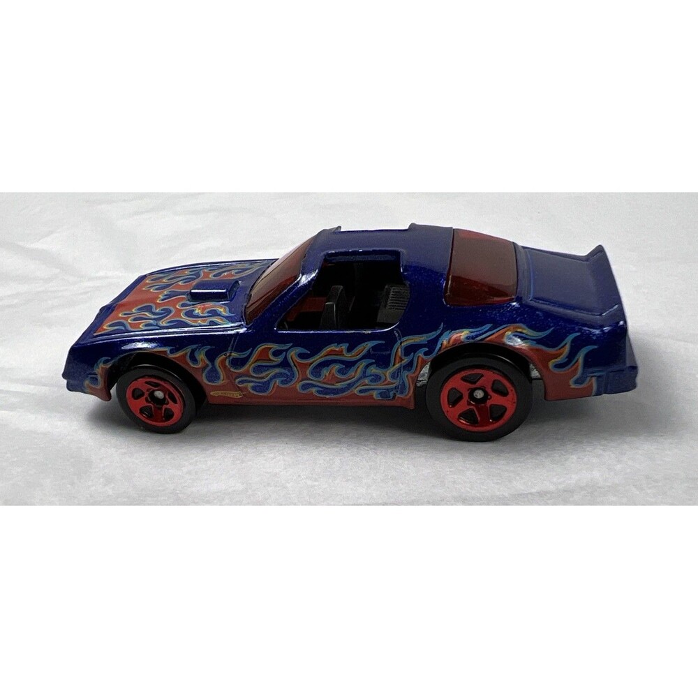 Hot Wheels Pontiac Firebird 1977 Blue With Flames T Tops Red Rims Vintage Car
